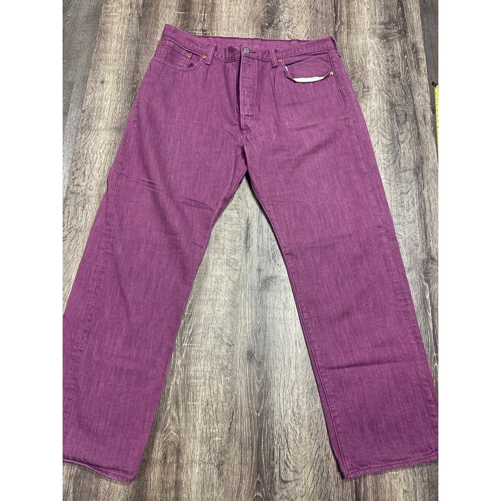 Levis 501 Original Fit Purple Denim Jeans Mens 40x32 Straight Leg Button Fly